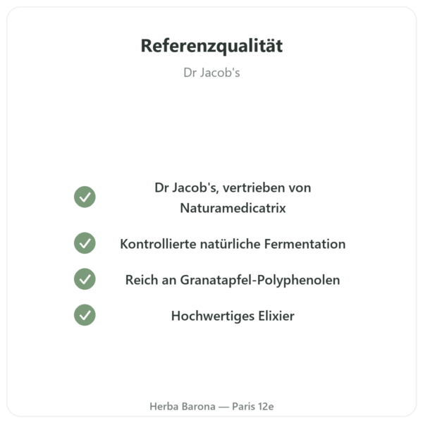 Fermentiertes Granatapfel-Elixier Dr. Jacob's – 500 ml – Naturamedicatrix Qualität Paris Herba Barona