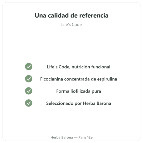 Ficocianina 200 mg – Life's Code – 30 Cápsulas calidad Paris Herba Barona