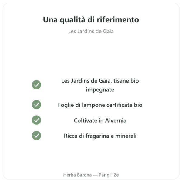 Foglie di Lampone Bio – Les Jardins de Gaïa – 50 g qualità Paris Herba Barona