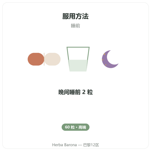 nREM 深度睡眠复合配方 – Dynveo – 60 粒胶囊 使用方法与建议剂量 Paris Herba Barona