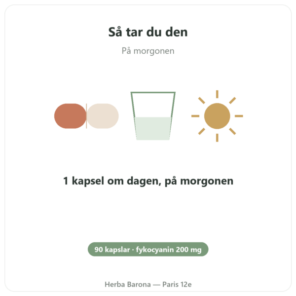 Fykocyanin 200mg – Life's code – 90 kapslar användning och dosering Paris Herba Barona