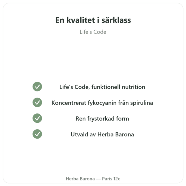 Fykocyanin 200mg – Life's code – 30 kapslar kvalitet Paris Herba Barona