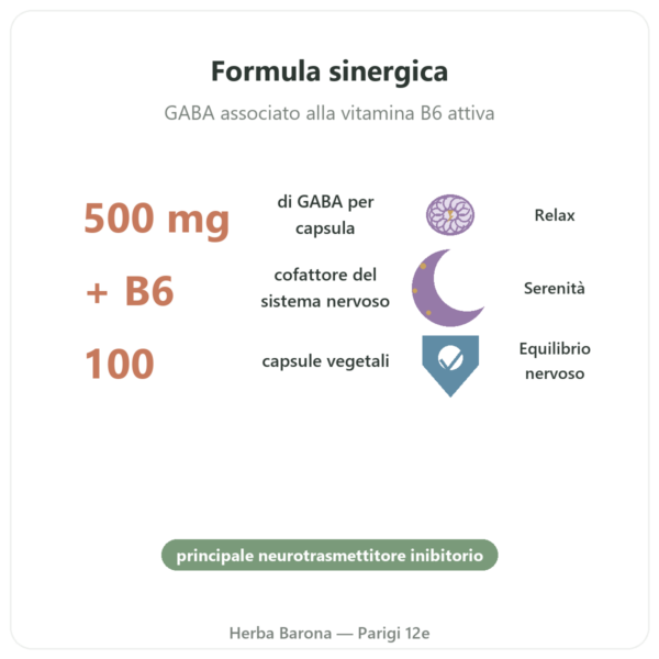 GABA 500 mg + Vitamina B-6 – NOW Foods – 100 Capsule Vegetali benefici e dati chiave Paris Herba Barona