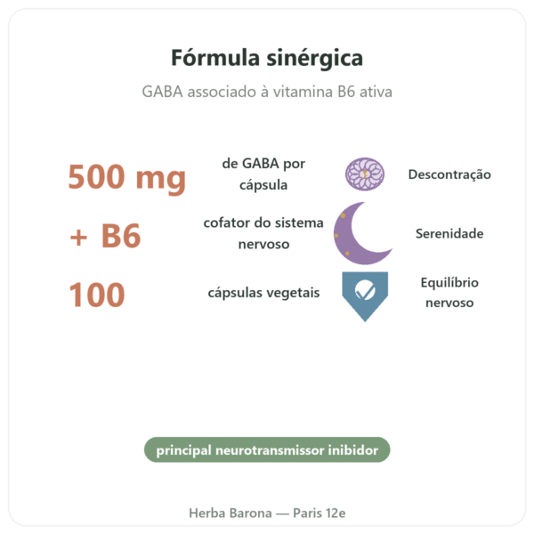 GABA 500mg + Vitamina B-6 – NOW Foods – 100 cápsulas vegetais benefícios e dados principais Paris Herba Barona