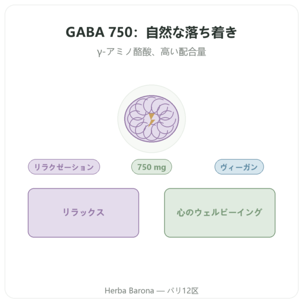 GABA 750 mg – NOW Foods – 植物性カプセル100粒 presentation Paris Herba Barona