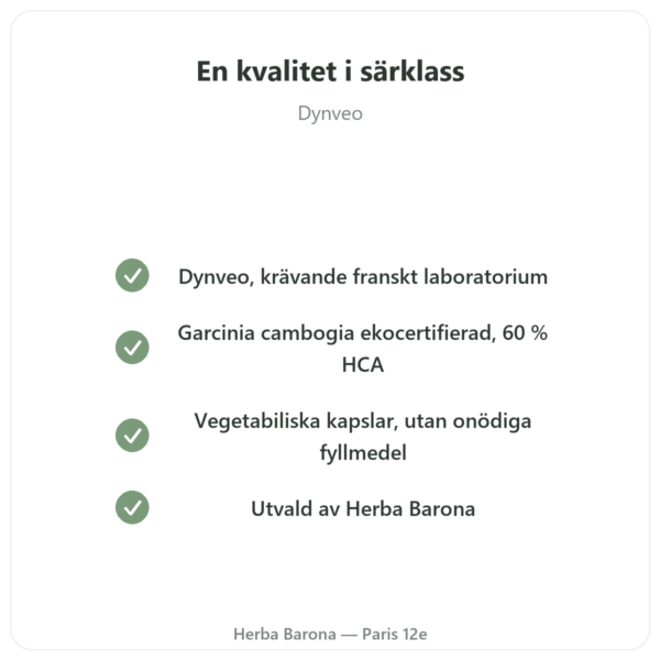 Garcinia cambogia (hydroxicitronsyra) – Dynveo – 90 kapslar kvalitet Paris Herba Barona