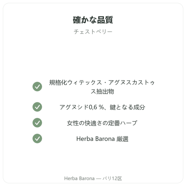 チェストベリー(ガティリエ)エキス 250 mg – アグヌシド 0,6% – 60カプセル quality Paris Herba Barona