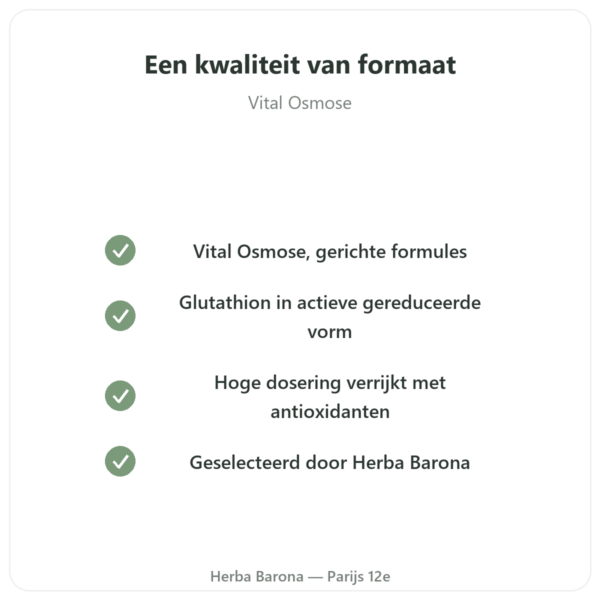 Gereduceerd Glutathion 400 mg 60 capsules – Vital Osmose kwaliteit Paris Herba Barona