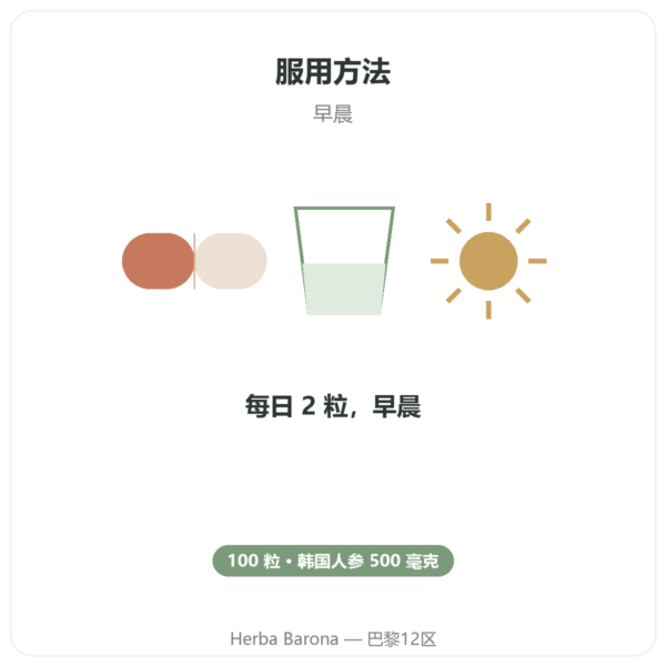 IL HWA 韩国人参 100粒 500毫克 - 适应原 使用方法与建议剂量 Paris Herba Barona