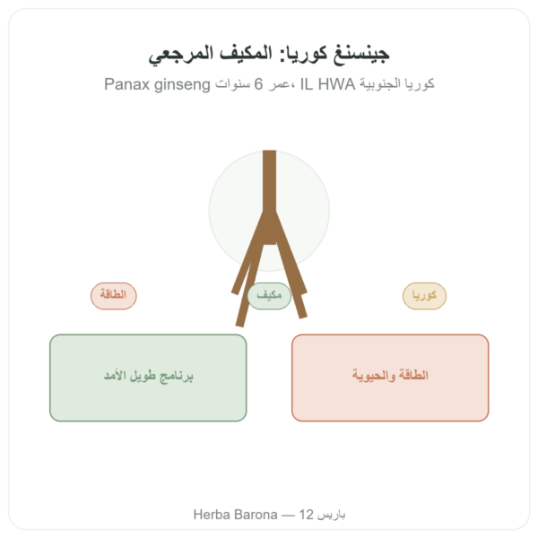 جينسنغ كوري 100 كبسولة 500 ملغ IL HWA كوريا - مكيّف (أدابتوجين) عرض المنتج Paris Herba Barona