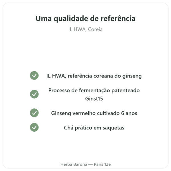 Ginst15: o Chá de Ginseng fermentado IL HWA – 30 saquetas qualidade Paris Herba Barona