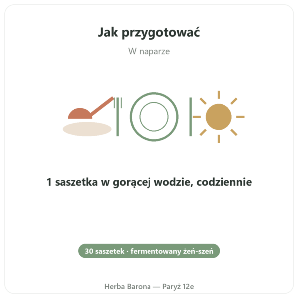 Ginst15 Fermentowany Żeń-szeń IL HWA 30 saszetek w Paryżu sposób użycia i dawkowanie Paris Herba Barona