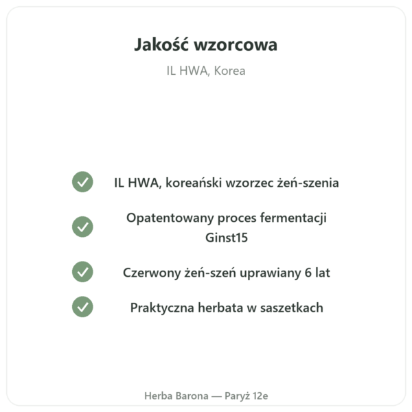 Ginst15 Fermentowany Żeń-szeń IL HWA 30 saszetek w Paryżu jakość Paris Herba Barona