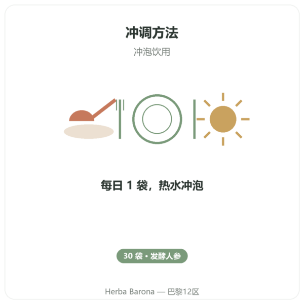 Ginst15:IL HWA 发酵人参茶 30袋 使用方法与建议剂量 Paris Herba Barona