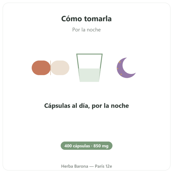 Glicina Cristalizada Nutrielement – 400 Cápsulas – Sueño y Recuperación modo de empleo y dosis Paris Herba Barona