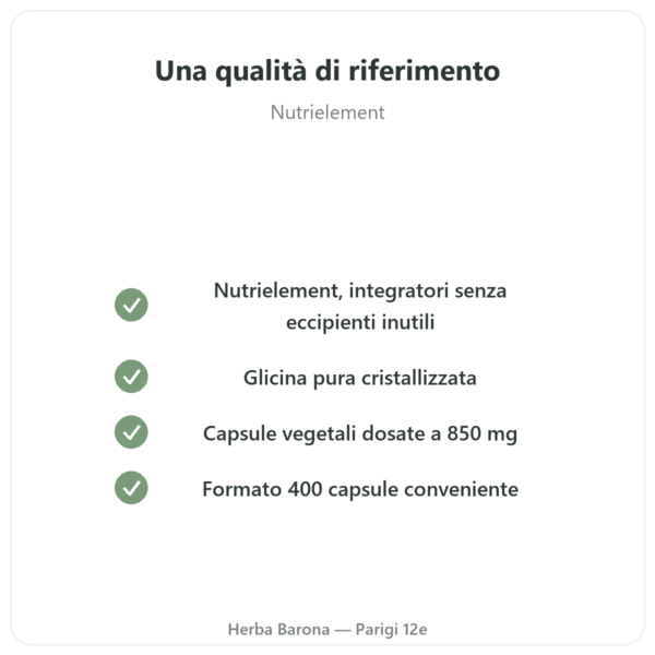 Glicina Cristallizzata – Nutrielement – 400 Capsule – Sonno e Recupero qualità Paris Herba Barona