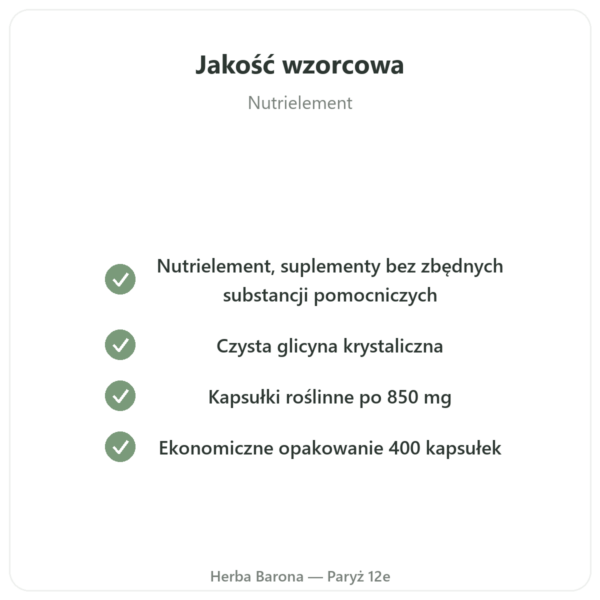 Glycine Cristallisée Nutrielement 400 kapsułek - Sen i regeneracja jakość Paris Herba Barona