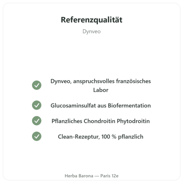 Glucosamin-Chondroitin pflanzlich – Dynveo – 180 Kapseln Qualität Paris Herba Barona