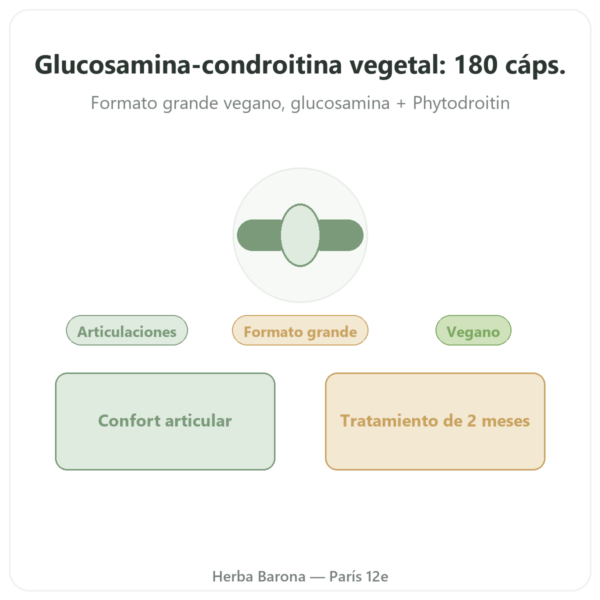 Glucosamina-condroitina vegetal 180 cápsulas – Dynveo presentación Paris Herba Barona
