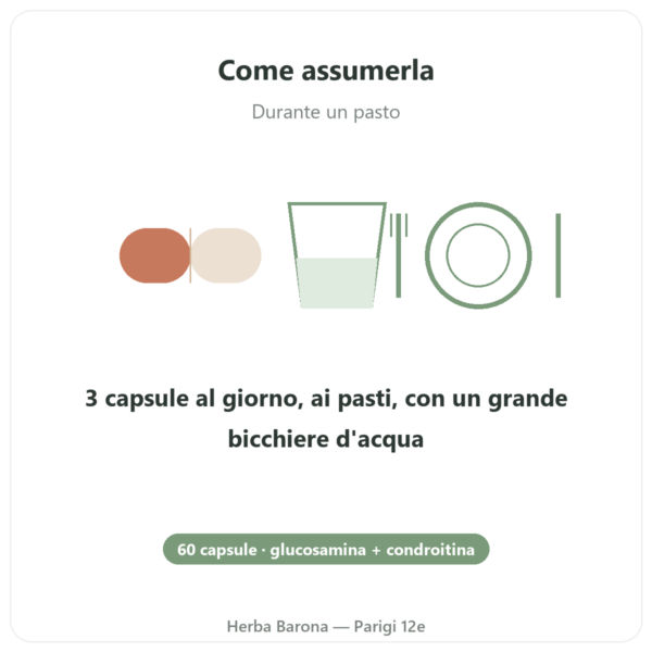Glucosamina & Condroitina – 60 capsule modo d'uso e dosaggio Paris Herba Barona