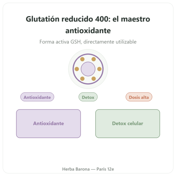 Glutatión Reducido 400 mg – 60 Cápsulas – Vital Osmose presentación Paris Herba Barona