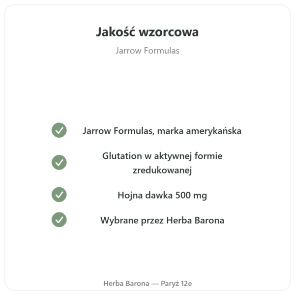 Glutation Zredukowany 500 mg 60 Kapsułek Jarrow Formulas – Kup jakość Paris Herba Barona