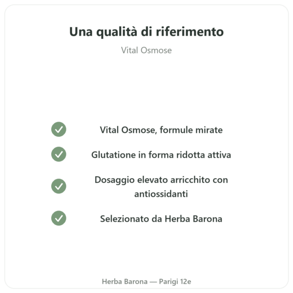 Glutatione ridotto 400 mg – 60 capsule – VITAL OSMOSE qualità Paris Herba Barona