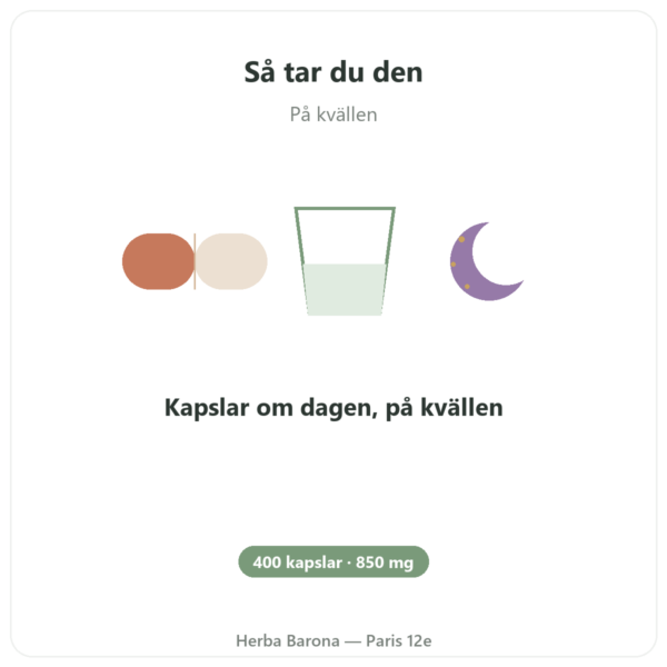 Kristalliserat Glycin Nutrielement 400 kapslar - Sömn och återhämtning användning och dosering Paris Herba Barona