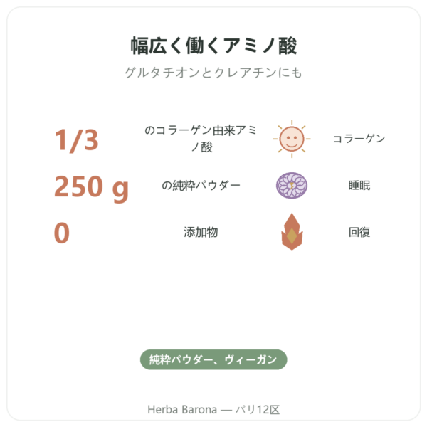 グリシン 純粋パウダー 250 g – Dynveo benefits and key facts Paris Herba Barona