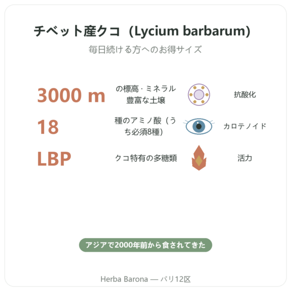 チベット産ゴジベリー – 1 kg (2 x 500 g) benefits and key facts Paris Herba Barona