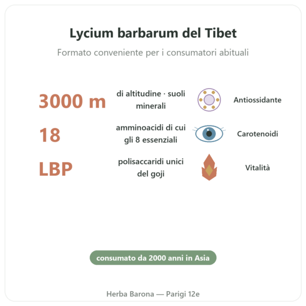Goji del Tibet – 1 x 1 kg benefici e dati chiave Paris Herba Barona