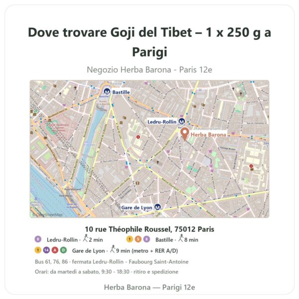 Dove trovare Goji del Tibet – 1 x 250 g a Parigi - mappa del negozio Herba Barona Paris 12e