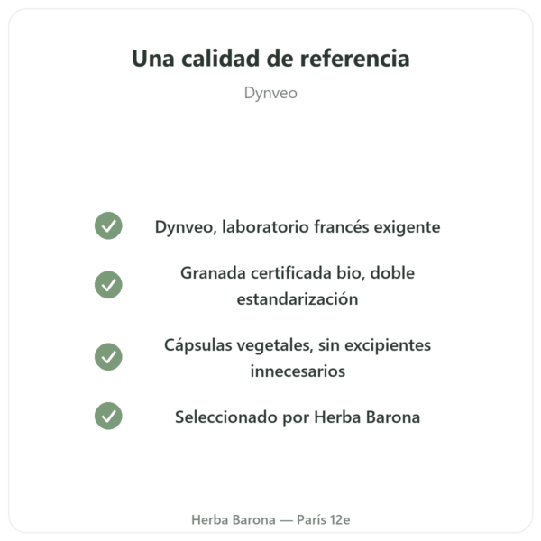 Granada BIO Dynveo – 375 mg – 60 cápsulas – 30% Punicalaginas – 50% Polifenoles calidad Paris Herba Barona