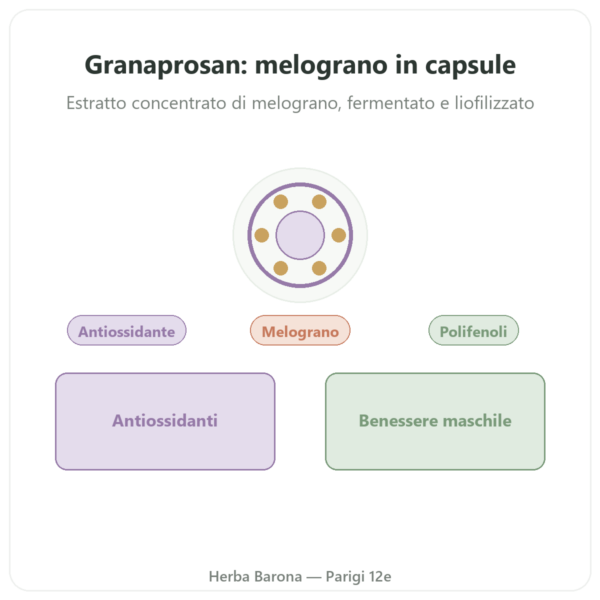 Granaprosan Dr. Jacob's – 100 capsule (elisir di melograno in capsule) presentazione Paris Herba Barona