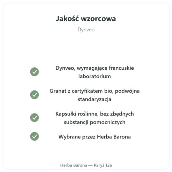 Bio granat Dynveo – 375 mg – 60 kapsułek – 30% punikalagin – 50% polifenoli jakość Paris Herba Barona