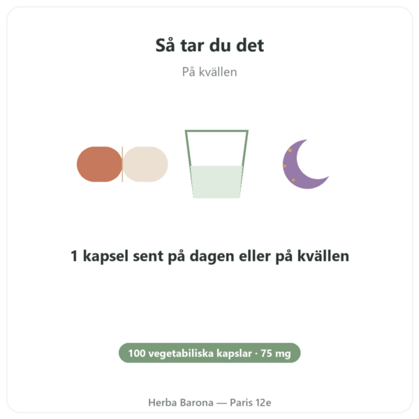 Griffonia 5-HTP 75 mg – 100 vegetabiliska kapslar användning och dosering Paris Herba Barona