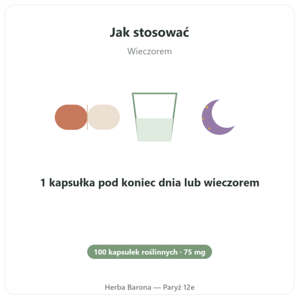 Griffonia 5-HTP 75 mg – 100 kapsułek roślinnych sposób użycia i dawkowanie Paris Herba Barona