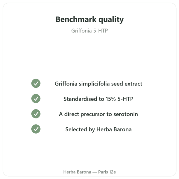 Griffonia 5-HTP 75 mg – 100 vegetable capsules quality Paris Herba Barona