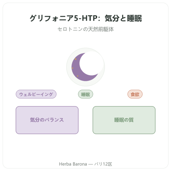 グリフォニア 5-HTP 75 mg – 植物性カプセル100粒 presentation Paris Herba Barona