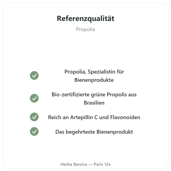 Grüne Propolis Bio – Propolia – 90 Kapseln Qualität Paris Herba Barona