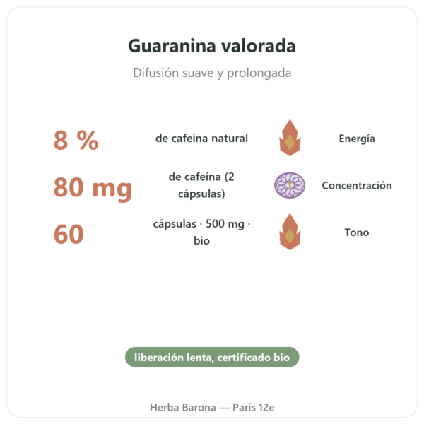Guaraná BIO Cafeína – Dynveo – 60 cápsulas beneficios y datos clave Paris Herba Barona