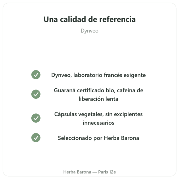 Guaraná BIO Cafeína – Dynveo – 60 cápsulas calidad Paris Herba Barona