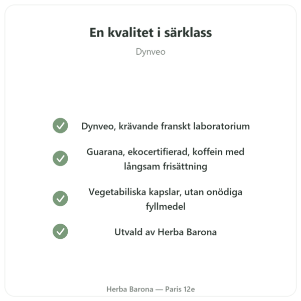 Guarana eko koffein – Dynveo – 60 kapslar kvalitet Paris Herba Barona
