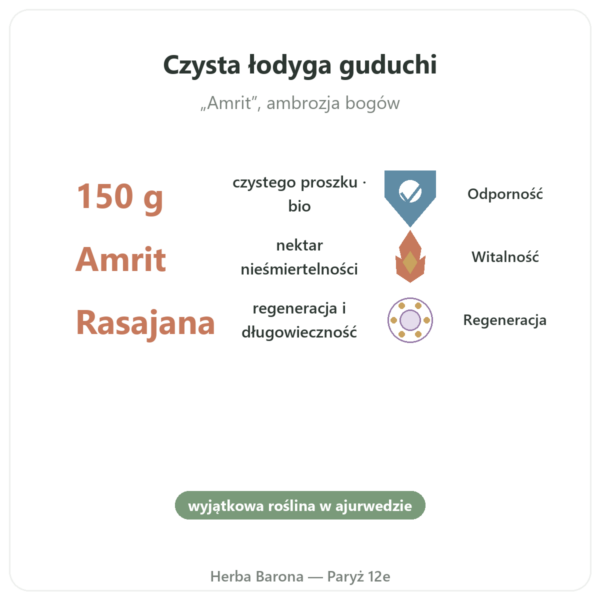 Guduchi bio - Saszetka proszku - 150 g - Ayur-vana korzyści i najważniejsze fakty Paris Herba Barona