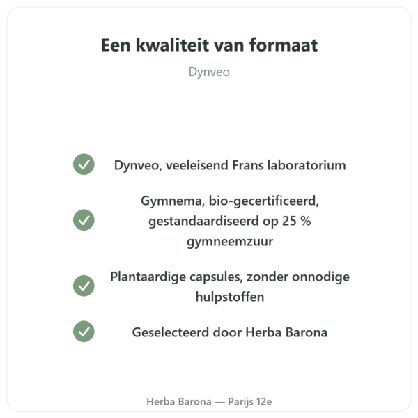 Gymnema Sylvestris BIO Dynveo 90 caps. 250 mg Gymnemazuur 25% kwaliteit Paris Herba Barona