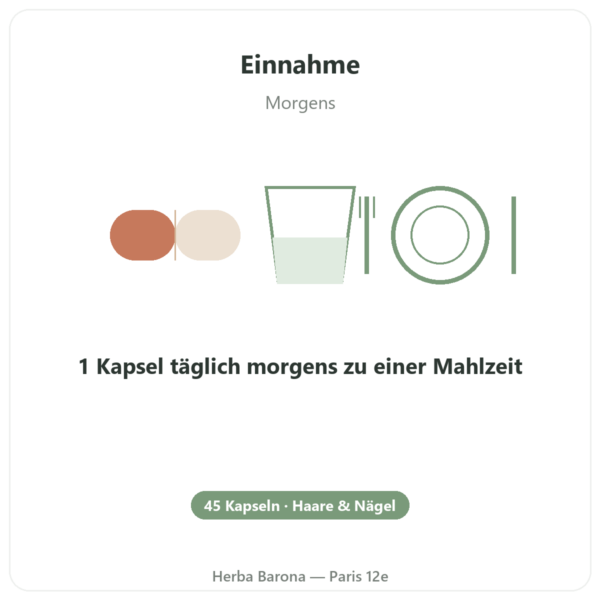 Hair and Nail – Be-Life – 45 Kapseln – Haare und Nägel Anwendung und Dosierung Paris Herba Barona