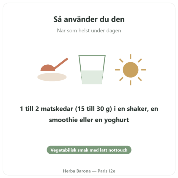 Ekologiskt hampaprotein i pulverform – Vegetopie – 500g användning och dosering Paris Herba Barona