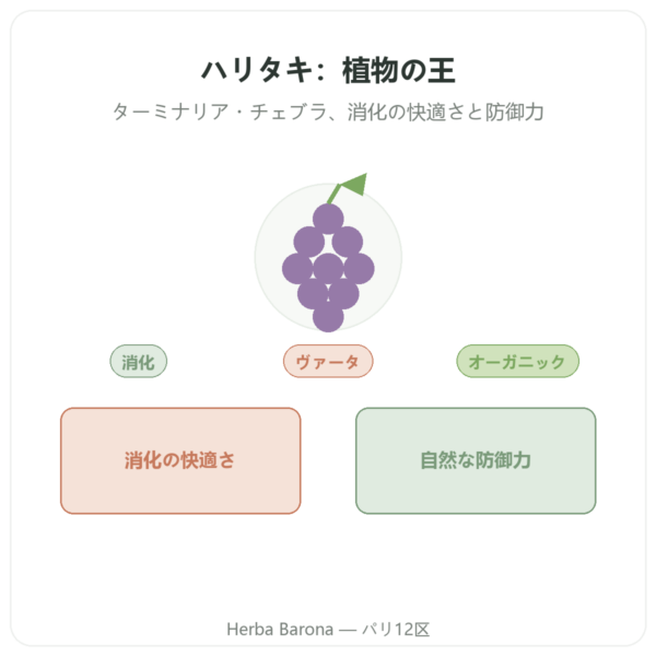 ハリタキ オーガニック – パウダー袋入り – 150 g – Ayur-vana presentation Paris Herba Barona