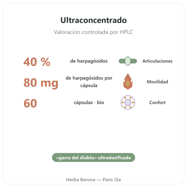 Harpagofito BIO – 60 cápsulas – Dynveo ultra dosificado beneficios y datos clave Paris Herba Barona