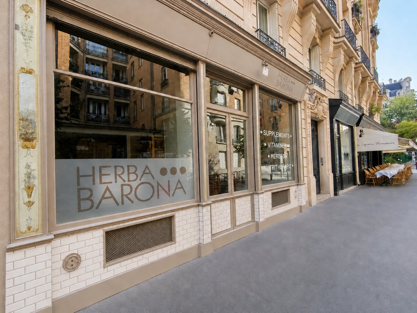 Herba Barona mağaza vitrini, 10 rue Théophile Roussel, Paris 12. bölge — takviyeler, vitaminler, bitkiler, beslenme desteği